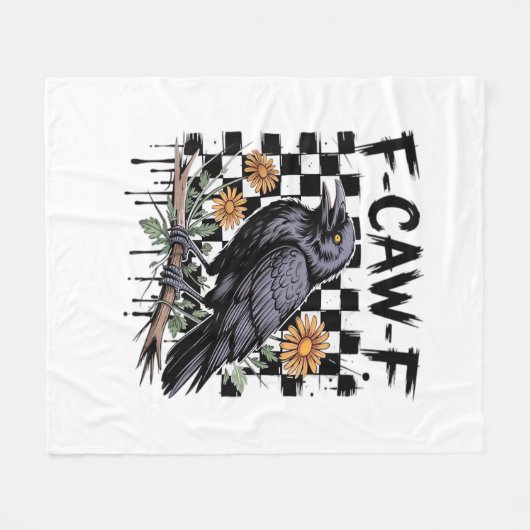 Crow Flowral, F-Caw-F Funny Bird FCAWF Moon Gothic Fleecedecke (Vorderseite (Horizontal))