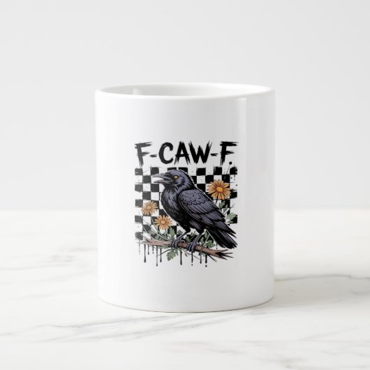 Crow Flowral, F-Caw-F Funny Bird FCAWF Moon Gothic Jumbo-Tasse (Vorderseite)
