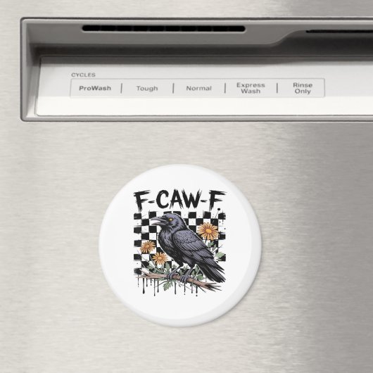 Crow Flowral, F-Caw-F Funny Bird FCAWF Moon Gothic Magnet (In Situ (Geschirrspüler))