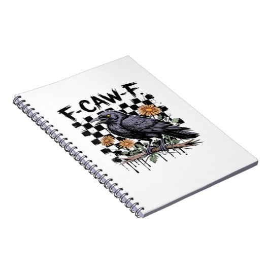 Crow Flowral, F-Caw-F Funny Bird FCAWF Moon Gothic Notizblock (Rechte Seite)