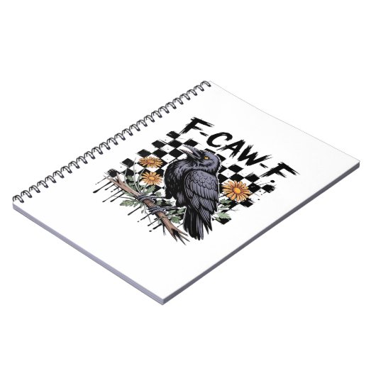 Crow Flowral, F-Caw-F Funny Bird FCAWF Moon Gothic Notizblock (Linke Seite)