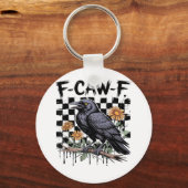 Crow Flowral, F-Caw-F Funny Bird FCAWF Moon Gothic Schlüsselanhänger (Vorderseite)