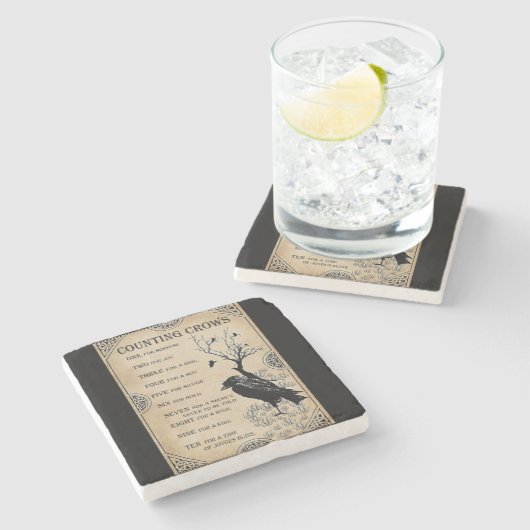 Crow Gedicht Steinuntersetzer (Seitenansicht)