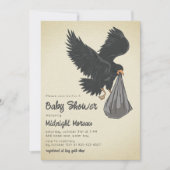 Crow Gothic Baby Shower Einladung (Vorderseite)