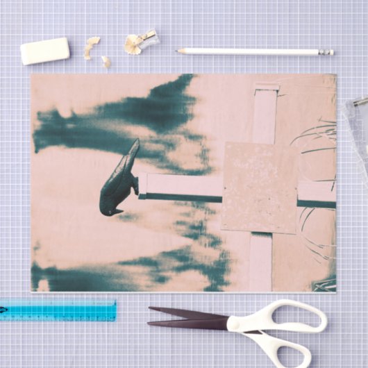 Crow Gothic Beige Green Art Decoupage Seidenpapier (Handwerk)