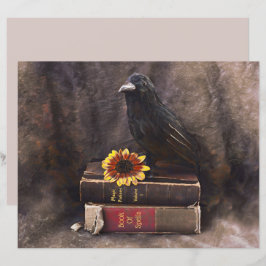 Crow Gothic Vintag Old Books Blumensonnenblume