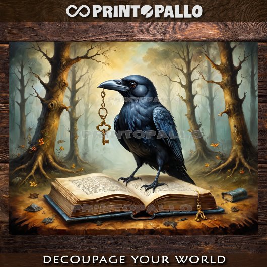 Crow has the key (to fantasy world!) - Decoupage Geschenkpapier Set