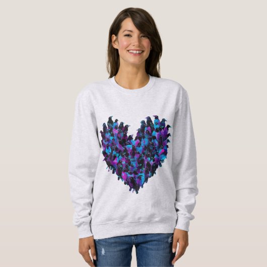 Crow Heart Bird Design Sweatshirt Women's (Vorne ganz)