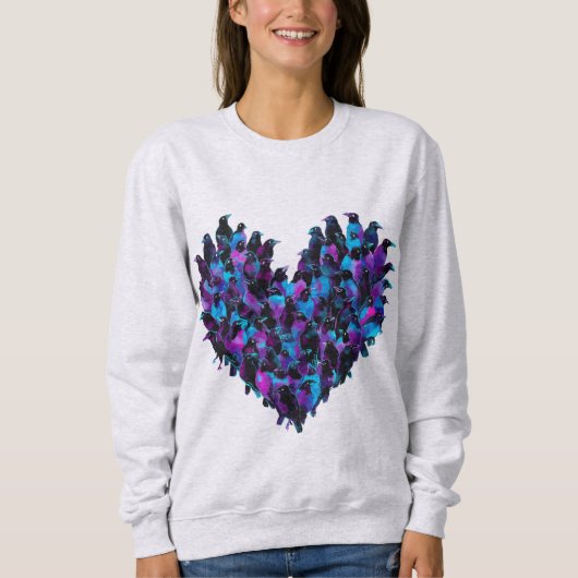 Crow Heart Bird Design Sweatshirt Women's (Vorderseite)