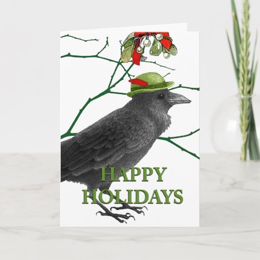 Crow Holiday Grußkarte Feiertagskarte (Vorderseite)