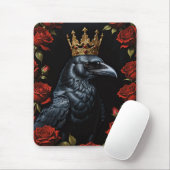 Crow in A Gold Crown Ruby-Rote Rosen Mousepad (Mit Mouse)