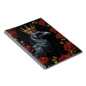 Crow in A Gold Crown Ruby-Rote Rosen Notizblock (Rechte Seite)