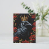 Crow in A Gold Crown Ruby-Rote Rosen Postkarte (Stehend Vorderseite)