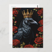 Crow in A Gold Crown Ruby-Rote Rosen Postkarte (Vorne/Hinten)
