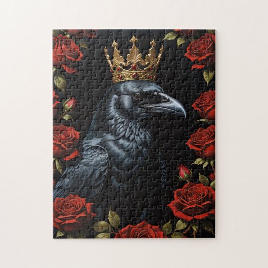 Crow in A Gold Crown Ruby-Rote Rosen Puzzle (Vertikal)