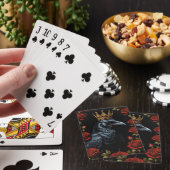 Crow in A Gold Crown Ruby-Rote Rosen Spielkarten (In Situ)