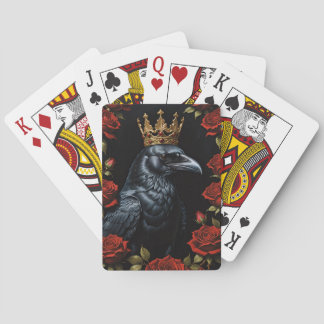 Crow in A Gold Crown Ruby-Rote Rosen Spielkarten
