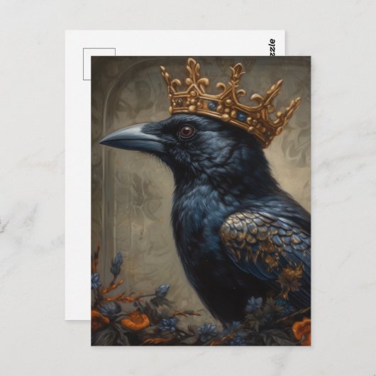 Crow in einer Goldkrone Postkarte (Vorne/Hinten)