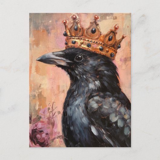 Crow in einer Goldkrone Postkarte (Vorderseite)