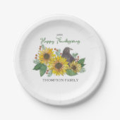 Crow in Herbst Blume Erntedank Dessert Pappteller (Vorderseite)