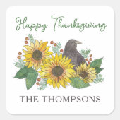 Crow in Herbst Blume Erntedank Umschlag Aufkleber (Vorderseite)