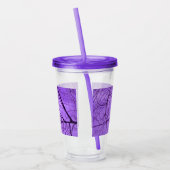 Crow in Schwarzen Silhouette Baumzweige Lila Himme Acryltrinkbecher (Links)