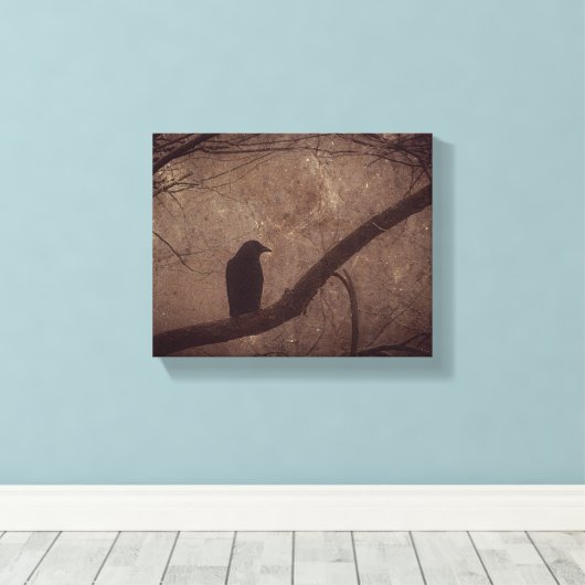 Crow in Tree Leinwanddruck (Insitu (Holzboden))