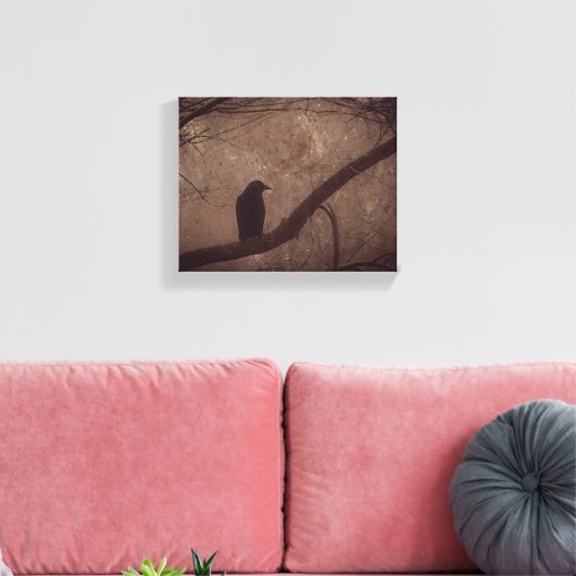 Crow in Tree Leinwanddruck (Insitu (Wohnzimmer))