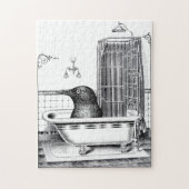 Crow in Vintager Badewanne Puzzle (Vertikal)