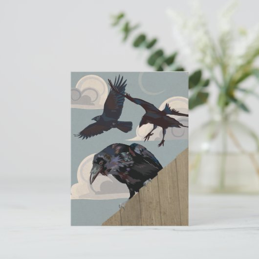 Crow-Invasion Postkarte (Stehend Vorderseite)