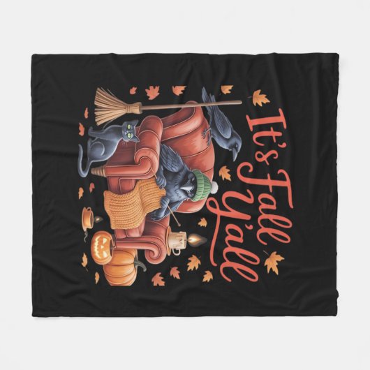 Crow It's Fall Y'all Pumpkins Herbst Hallowee Fleecedecke (Vorderseite (Horizontal))