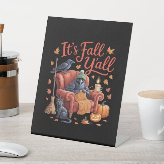 Crow It's Fall Y'all Pumpkins Herbst Hallowee Sockelschild (In SItu)