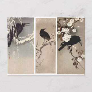 Crow Japanese Art Postcard Postkarte