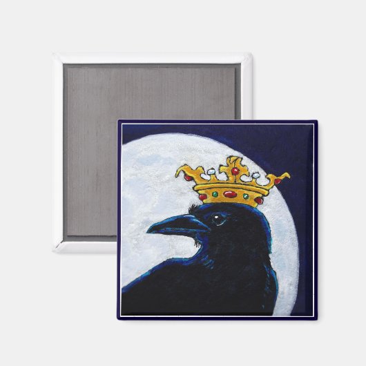 Crow King Crown Moon Magnet (Vorderseite/Rückseite)
