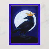 Crow King oder Queen mit Mond und Kronenkarte Postkarte (Vorderseite)