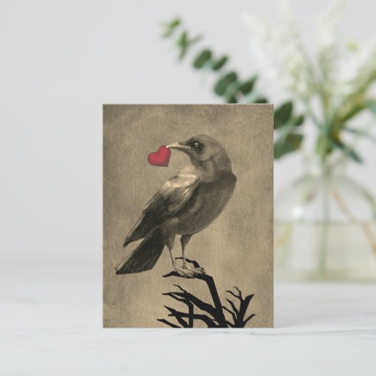 Crow-Liebe-leere Postkarte (Stehend Vorderseite)