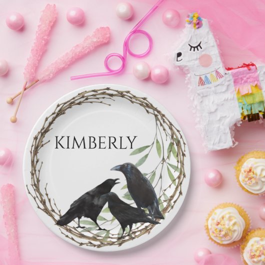 Crow Love Birds Pappteller (Party)