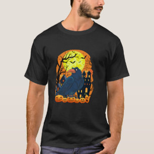 Crow mit Pumpkins Funny Beängstigendes Halloween-P T-Shirt