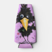 Crow mit Rose Flasche Cooler Spaß Flaschenkühler (Vorderseite)