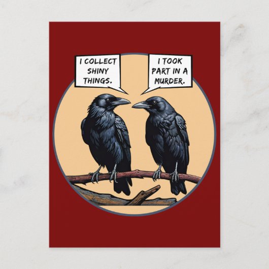 Crow Murder Funny Comic Postkarte (Vorderseite)