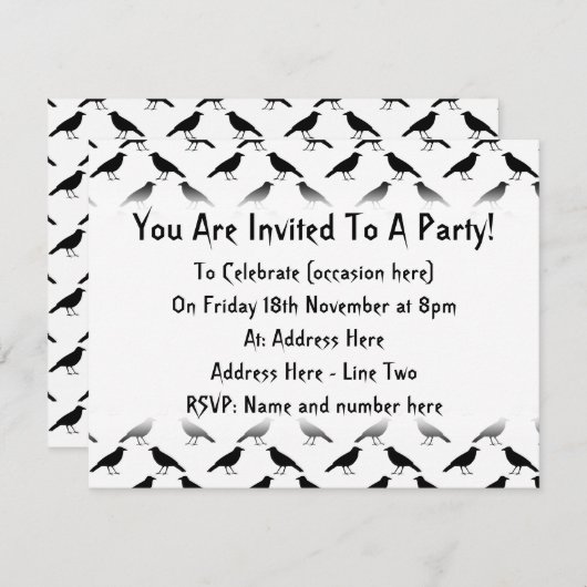 Crow-Muster. Einladung (Vorne/Hinten)