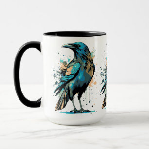 Crow Mystic - Black Raven Illustration - Crow Tass Tasse