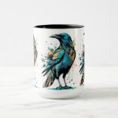 Crow Mystic - Black Raven Illustration - Crow Tass Tasse (Zentrum)