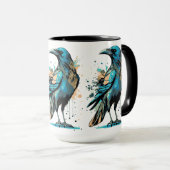 Crow Mystic - Black Raven Illustration - Crow Tass Tasse (VorderseiteRechts)