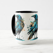 Crow Mystic - Black Raven Illustration - Crow Tass Tasse (Vorderseite Links)