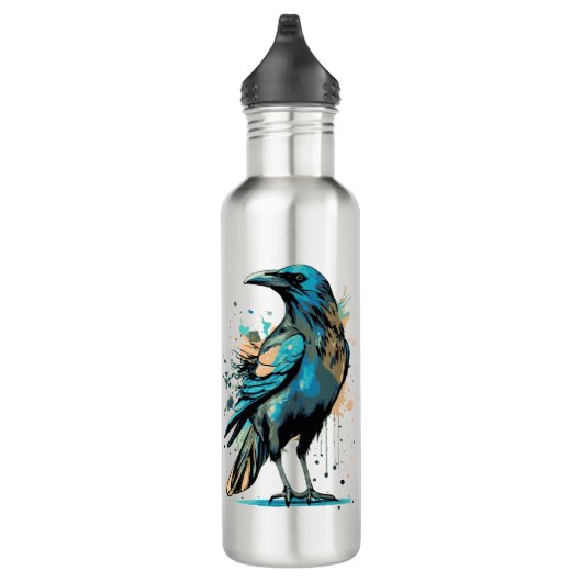 Crow Mystic - Black Raven Water Flasche Edelstahlflasche (Rechts)