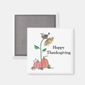 Crow Nesting in Sunflower Happy Thanksgiving Magnet (Vorderseite/Rückseite)