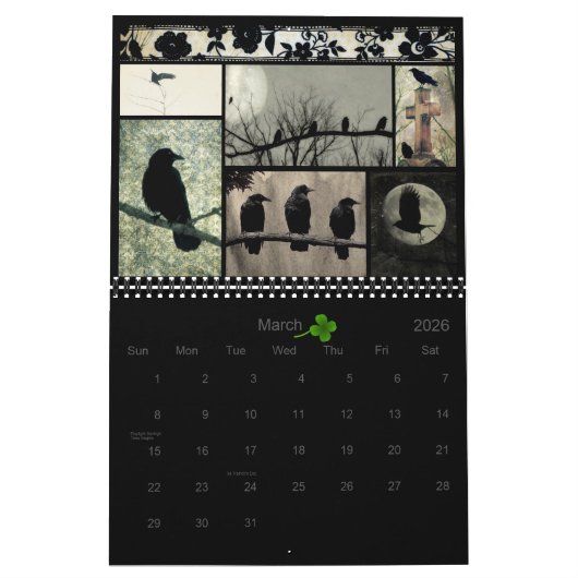 Crow Oddity Collage Calendar Kalender (Mär 2026)