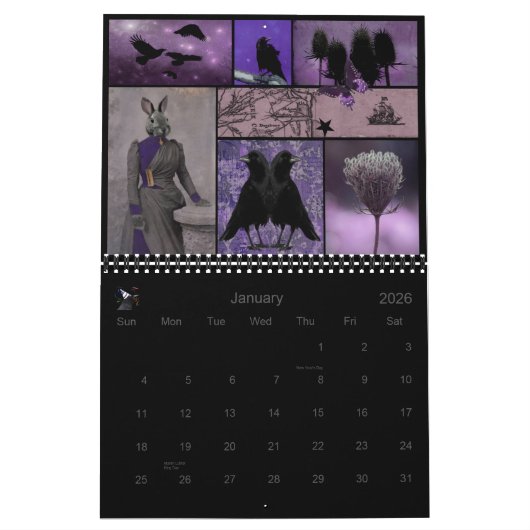 Crow Oddity Collage Calendar Kalender (Jan 2026)