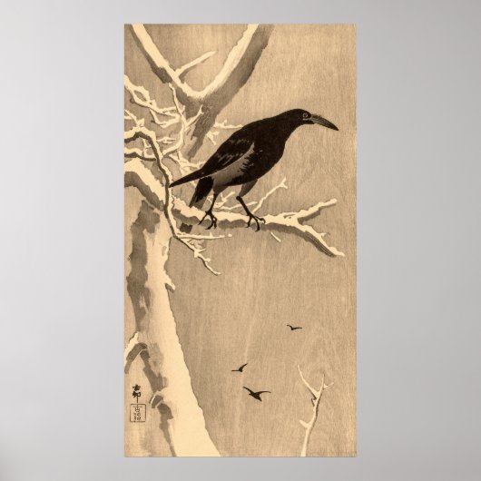 Crow on a Snowy Branch by Ohara Koson Poster (Vorne)